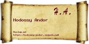 Hodossy Andor névjegykártya